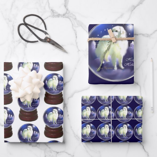 Feuille De Papier Cadeau Noël des Grands Pyrénées (Recto)