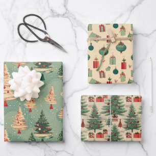 Feuille De Papier Cadeau Noël d'hiver Vintage rétro