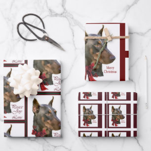 Feuille De Papier Cadeau Noël Doberman Pinscher
