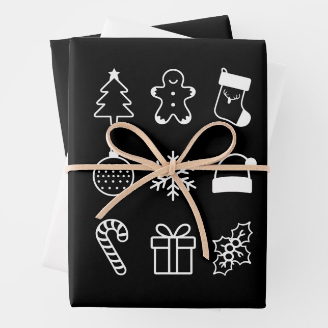 Feuille De Papier Cadeau Noël Doodé pain d'épice bonbons Noël (En situation)