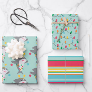 Feuille De Papier Cadeau Noël drôle de requin