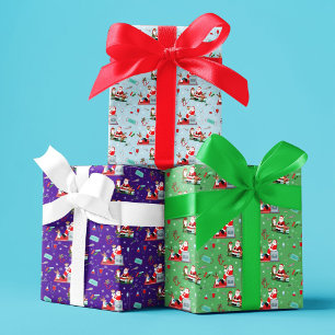 Feuille De Papier Cadeau Noël du médecin avec un Père Noël coloré