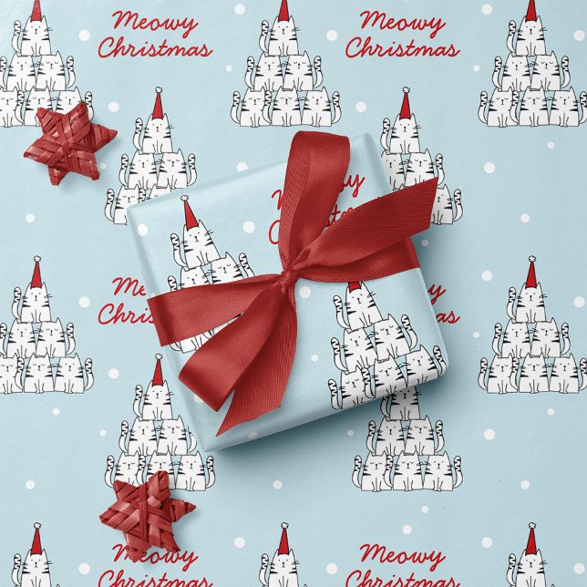 Feuille De Papier Cadeau Noël du mignon chat (Créateur téléchargé)