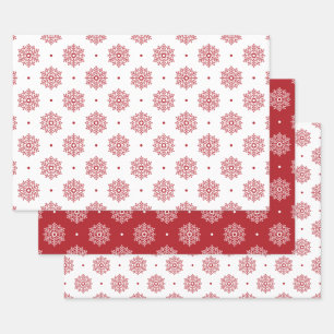 Feuille De Papier Cadeau Noël du Motif Red Snowflake