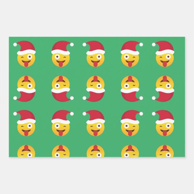 Feuille De Papier Cadeau Noël Emoji (Devant 2)