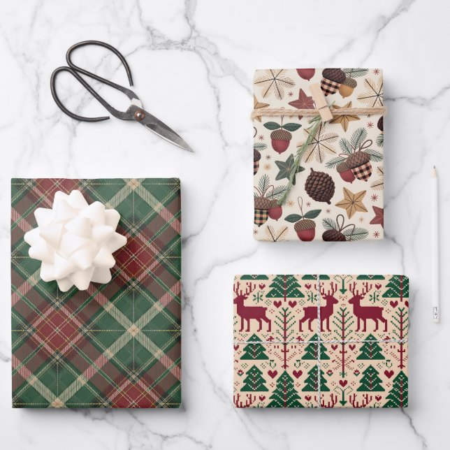 Feuille De Papier Cadeau Noël en forêt   (Recto)