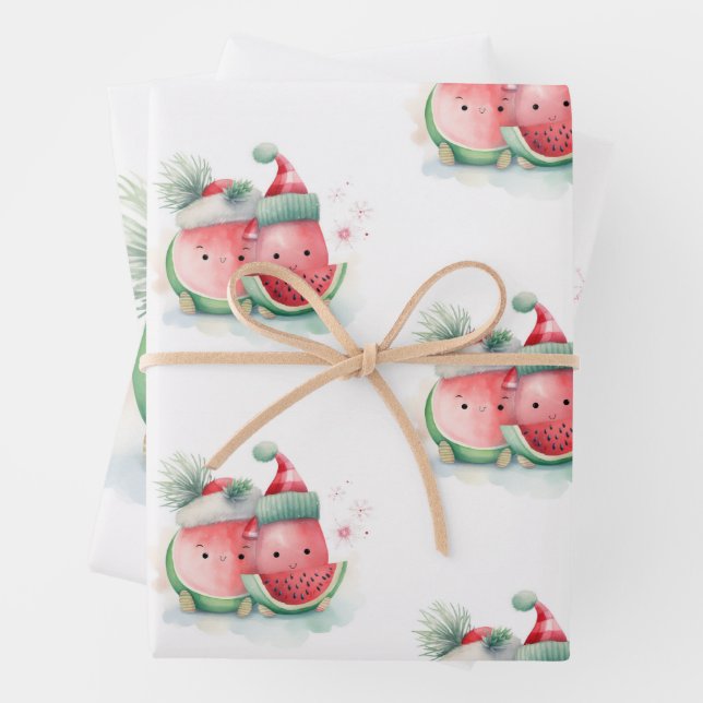 Feuille De Papier Cadeau Noël en juillet mignon (En situation)