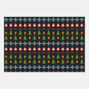 Feuille De Papier Cadeau Noël en Pixel Art