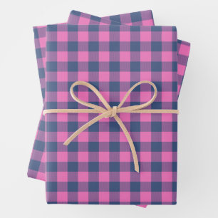 Feuille De Papier Cadeau Noël Fête Buffalo Plaine Bleu rose Motif
