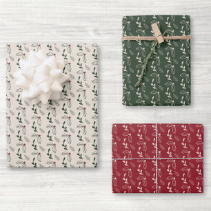 Feuille De Papier Cadeau Noël Feuillage de baie de houx rustique