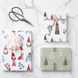 Feuille De Papier Cadeau Noël Gnomes Woodland