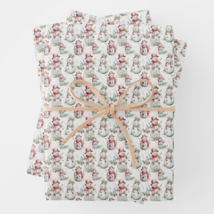 Feuille De Papier Cadeau Noël Holiday Snowman Motif