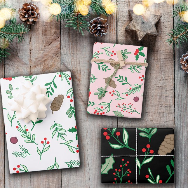Feuille De Papier Cadeau Noël Holly Mistletos (Créateur téléchargé)