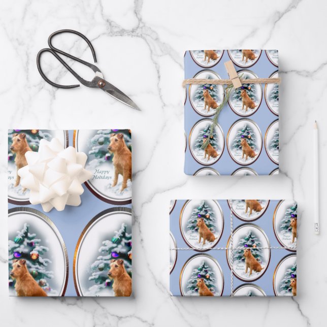 Feuille De Papier Cadeau Noël irlandais Terrier (Recto)