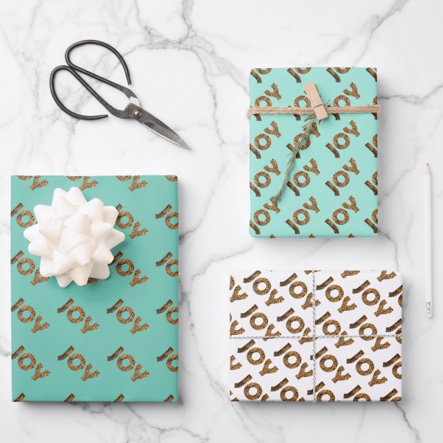 Feuille De Papier Cadeau Noël Joy Leopard Motif (Recto)
