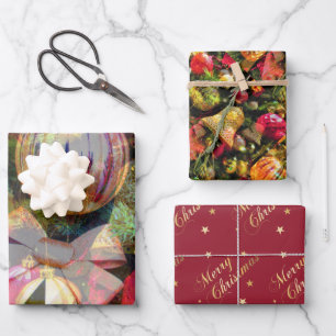 Feuille De Papier Cadeau Noël Magie Colorée Festive Vacances Enveloppement 