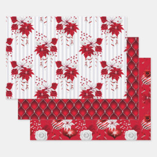 Feuille De Papier Cadeau Noël Menthe Poivrée   Euphorbe Canne de Bonbon