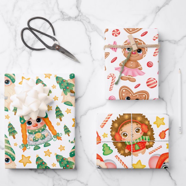 Feuille De Papier Cadeau Noël mignon (Recto)