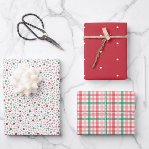 Feuille De Papier Cadeau Noël Moderne minimaliste Pointe Polka et Chèques