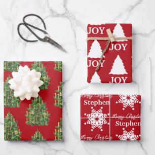 Feuille De Papier Cadeau Noël Motif rouge et blanc