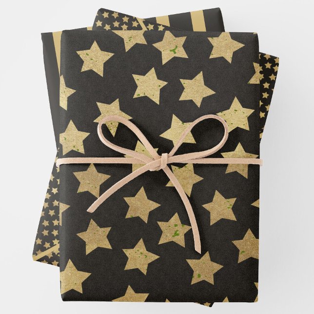 Feuille De Papier Cadeau Noël Noir & Or 3 (Créateur téléchargé)