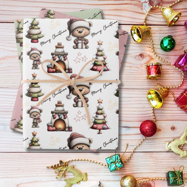 Feuille De Papier Cadeau Noël Ourson Fantaisiste  (Créateur téléchargé)