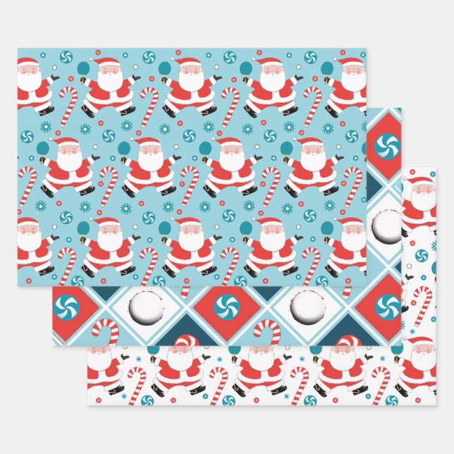 Feuille De Papier Cadeau Noël Ping Pong (Lot)