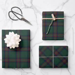 Feuille De Papier Cadeau Noël Prépa Tartan Vert Foncé