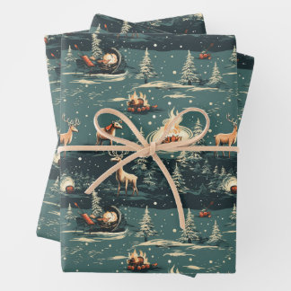Feuille De Papier Cadeau Noël Reindeer