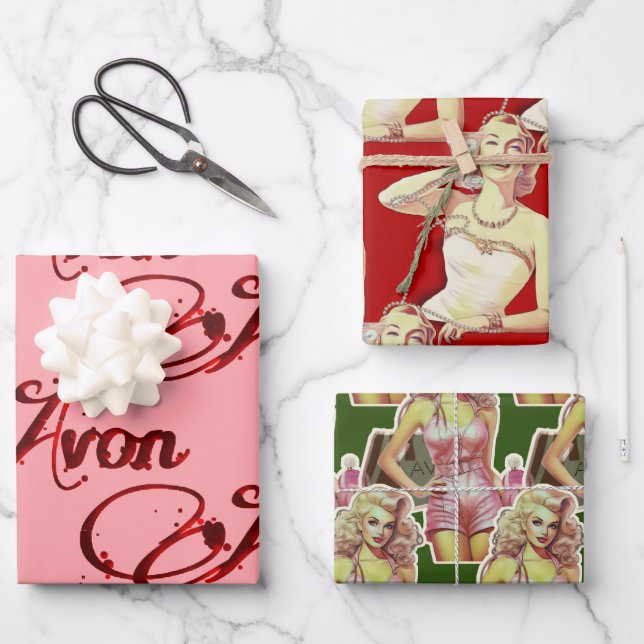 Feuille De Papier Cadeau Noël Retro Avon (Recto)