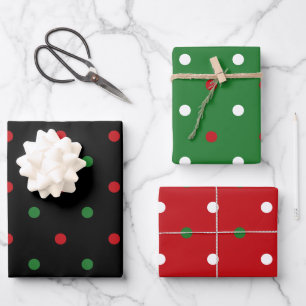 Feuille De Papier Cadeau Noël rouge blanc noir pois motif
