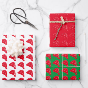 Feuille De Papier Cadeau Noël rouge blanc vert Père Noël motif mignon