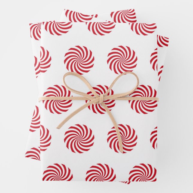 Feuille De Papier Cadeau Noël rouge et blanc Pinwheel (En situation)