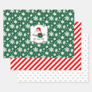 Feuille De Papier Cadeau Noël Santa Hat Maltese Chien mignonne Drôle