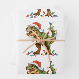Feuille De Papier Cadeau Noël T Rex Dinosaure Xmas Dino Tyrannosaure