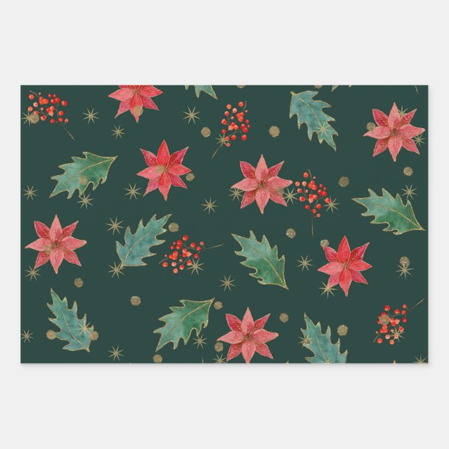 Feuille De Papier Cadeau Noël traditionnel (Devant)