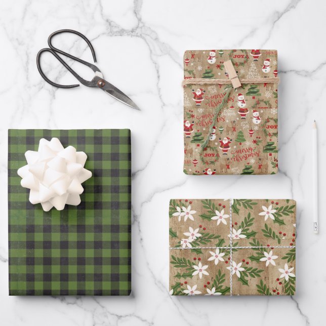 Feuille De Papier Cadeau Noël Traditionnel (Recto)