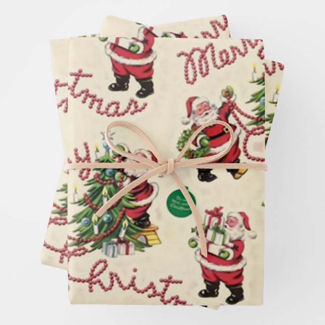 Feuille De Papier Cadeau Noël Très Vintage (En situation)