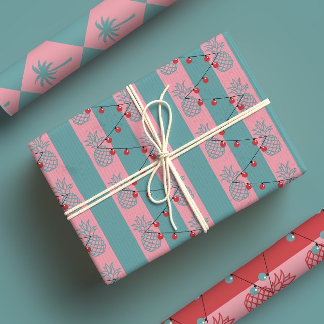 Feuille De Papier Cadeau Noël tropical - Ananas Pink moderne (Créateur téléchargé)