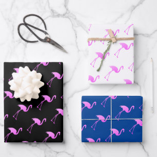 Feuille De Papier Cadeau Noël tropical en juillet motif flamant rose