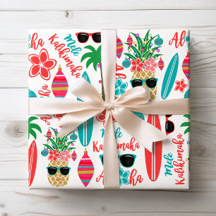 Feuille De Papier Cadeau Noël tropical hawaïen Mele Kalikimaka