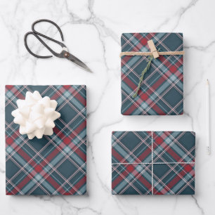 Feuille De Papier Cadeau Noël vert Turquoise rouge Tartan Plaid classique