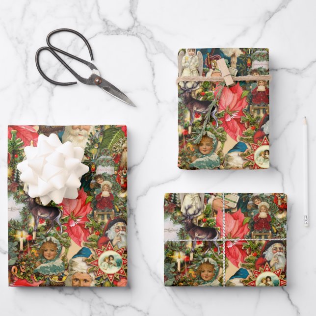 Feuille De Papier Cadeau Noël victorien (Recto)