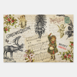 Feuille De Papier Cadeau Noël victorien Vintage