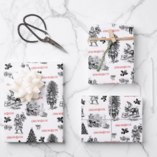 Feuille De Papier Cadeau Noël victorien Vintage avec Père Noël