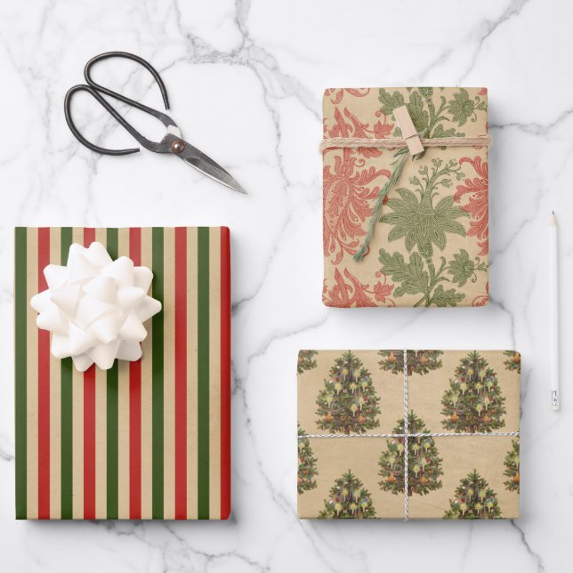 Feuille De Papier Cadeau Noël Vintage (Recto)