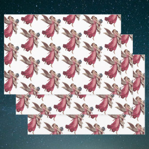 Feuille De Papier Cadeau Noël vintage, Ange victorien Guardian