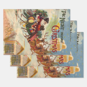 Feuille De Papier Cadeau Noël Vintage, La Nuit Avant Noël