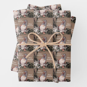 Feuille De Papier Cadeau Noël Vintage Sepia Rustic Gnome Motif