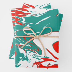 Feuille De Papier Cadeau Noëls en marbre blanc et vert